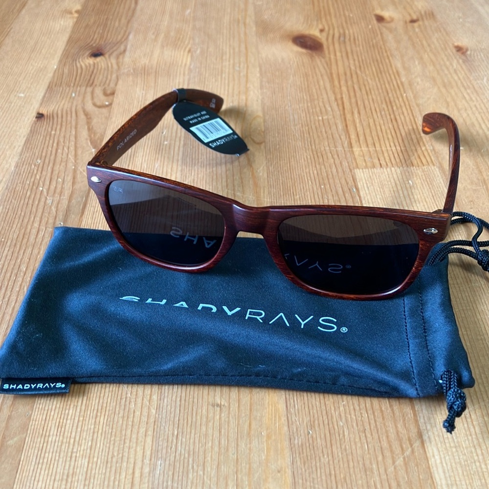 Shadyrays classic polarized wood grain lightweight sunglasses NWT